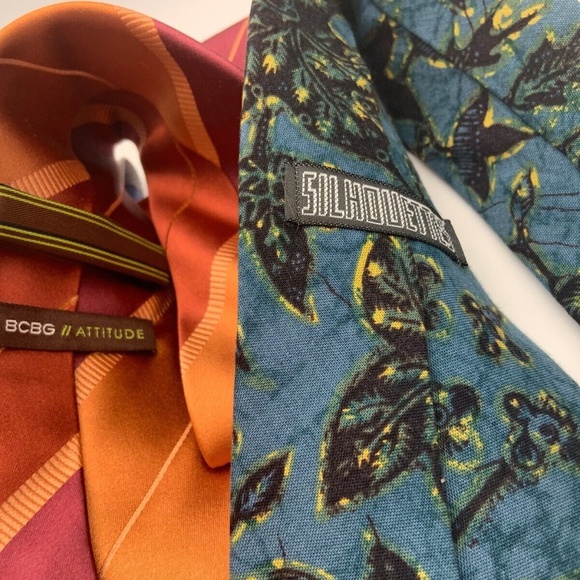 Set of Three Striped Floral Unique Men's Ties - Picture 5 of 6